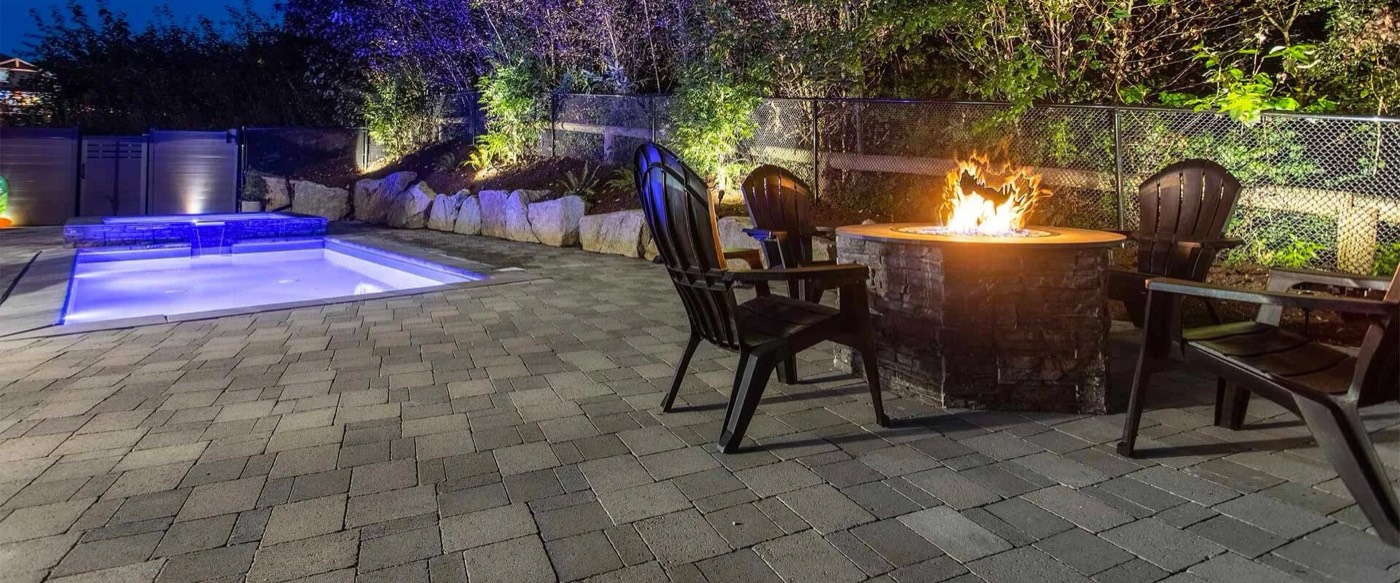 Paved terrace with fire pit
